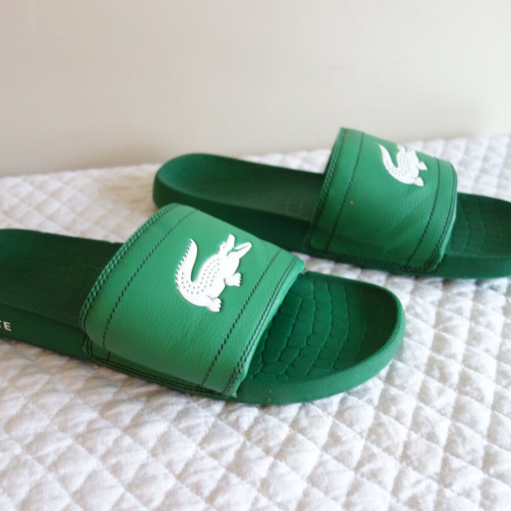 LACOSTE Green Crocodile Slip on / Slide Sandals – Mens 12